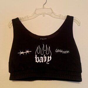 Born Dead "Baby" Black Flash Tattoo Cropped Work Out Top